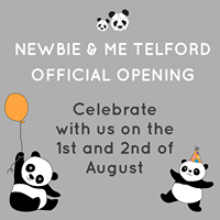 Image may contain: text that says "NEWBIE & ME TELFORD OFFICIAL OPENING Celebrate with US on the 1st and 2nd of August"