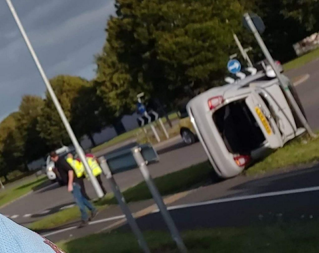 Car rolls onto side at Hortonwood